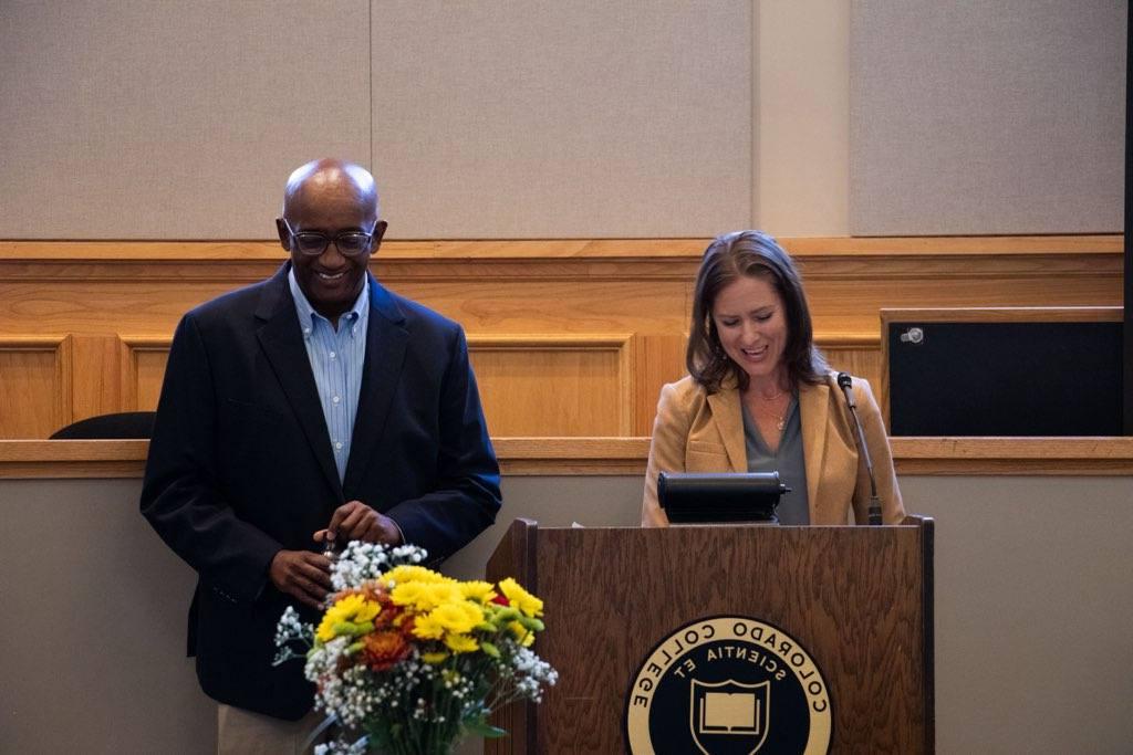 Mike Edmond's at his honoring ceremony